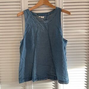 GAP 1969 Tencel Denim Tulip Back Tank, Size large